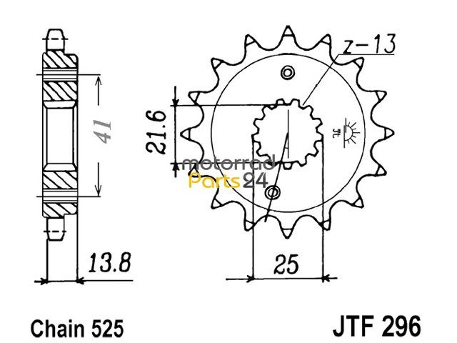 Ritzel 15 Z Teilung 525 F 296-15 | für HONDA NT 650 - VT 600 - XL 600 - XL 650